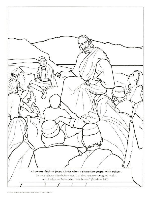 Sermon on the Mount coloring page from the October 2007 Friend here: title=