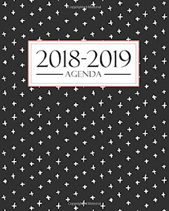 Agenda 2018-2019: 1 settembre 2018 al 31 agosto 2019: 19x23cm: Agenda 2018-2019 settimanale italiano: Bianco, nero e corallo 3810