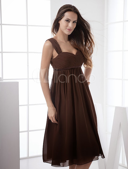 China Wholesale Clothes - Fabulous Sweetheart Empire Waist Pleated Tea Length Chiffon Prom Dress