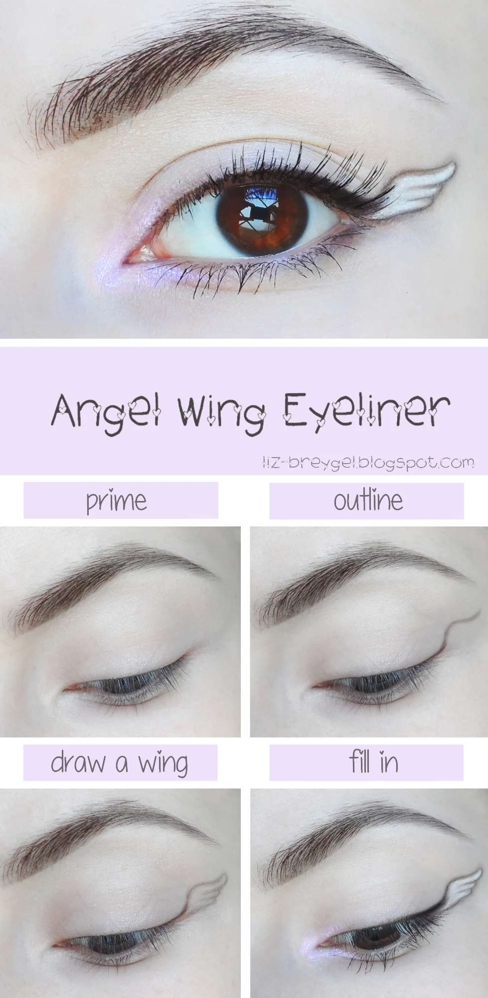 how to get a simple and beautiful angel wing eyeliner look with instructions and tutorial