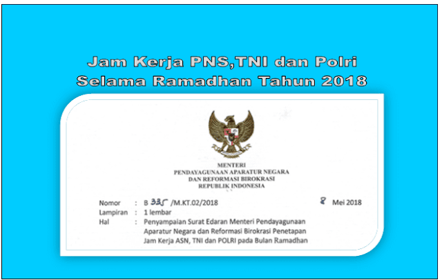 Jam Kerja bagi PNS,TNI dan Polri pada bulan Ramadhan Tahun 2018