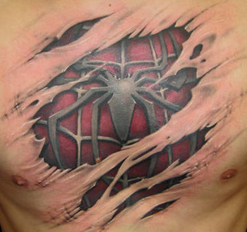 Spiderman Skin Rip Tattoo. Now this tattoo is definitely done on the body of 