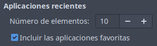 Aplicaciones recientes opciones