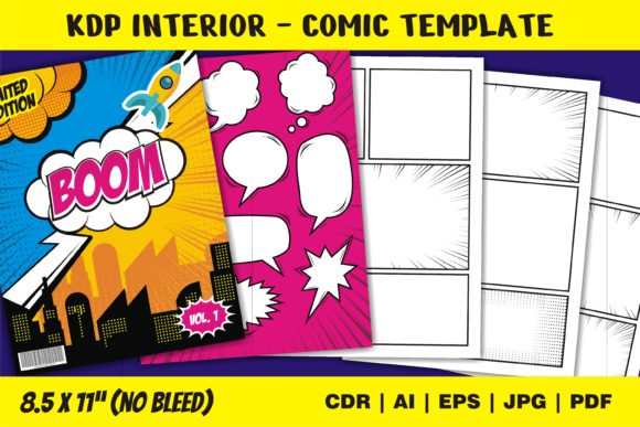 Download KDP Interior Comic Creative Template for Cricut, Silhouette and Other Machine