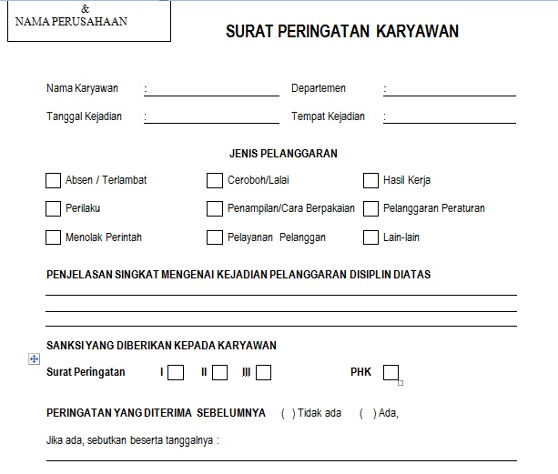 Contoh Surat Peringatan Pertama Dan Terakhir