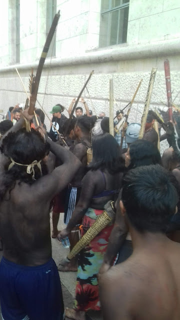 Indigena Guarani Mbya em frente a Prefeitura de São Paulo - 27/03/2019