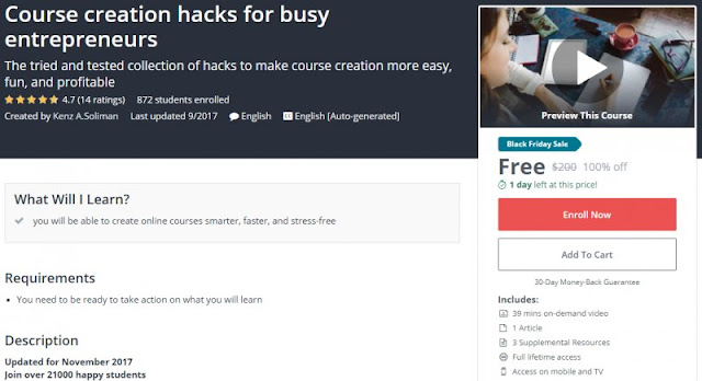 [100% Off] Course creation hacks for busy entrepreneurs| Worth 200$