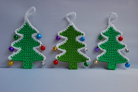 image of three crocheted Christmas trees