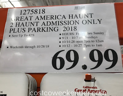 Deal for 2 Halloween Haunt tickets and parking Great America at Costco
