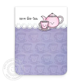 Sunny Studio Blog: For My Bes-tea Punny Teapot & Teacup Handmade Card (using Tea-riffic Stamps & Eyelet Lace Border Dies)