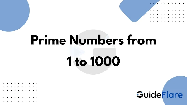 Prime Numbers from 1 to 1000