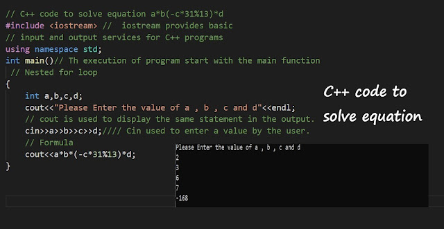 c++ prgram, c++ code, program to solve equation