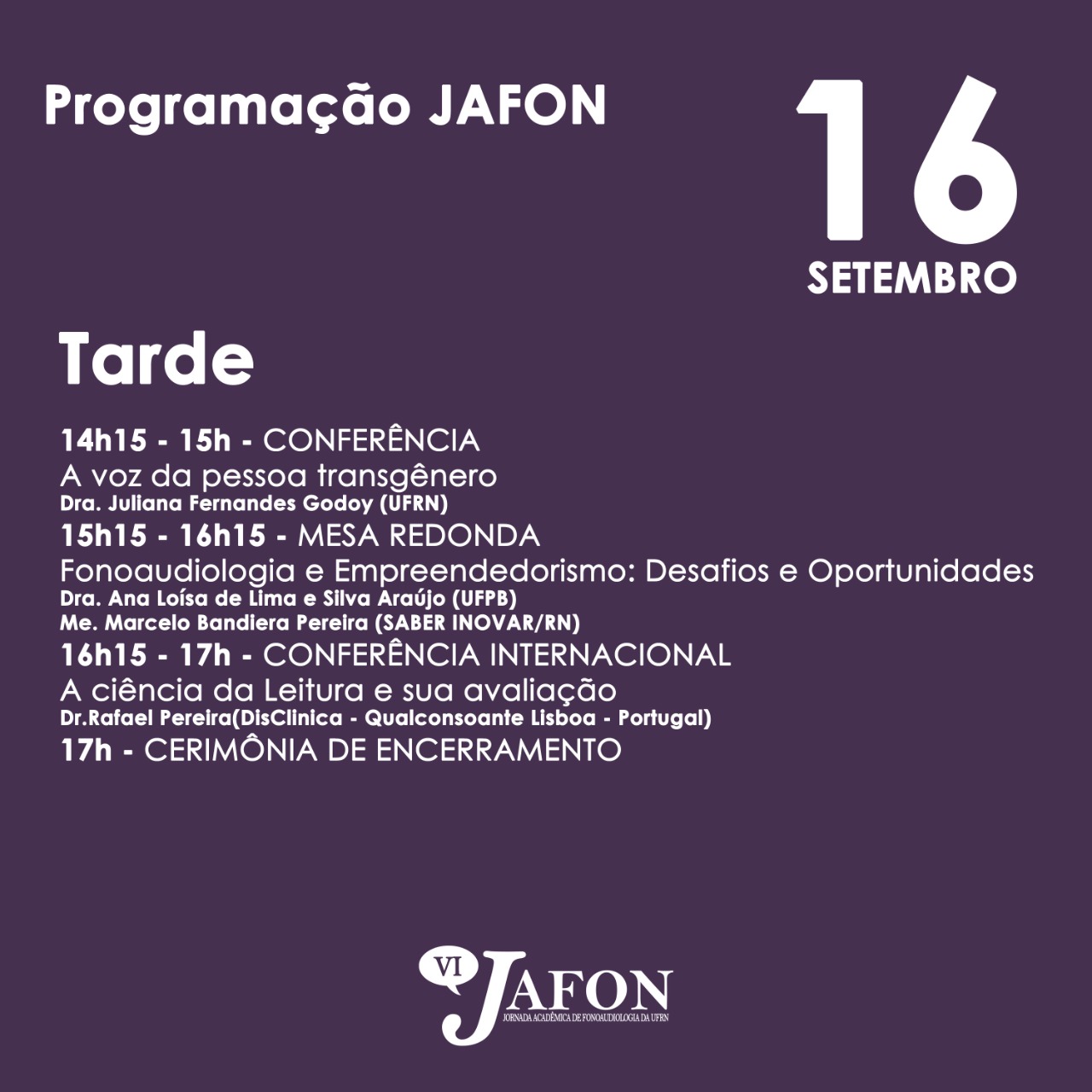 Programação 16/09