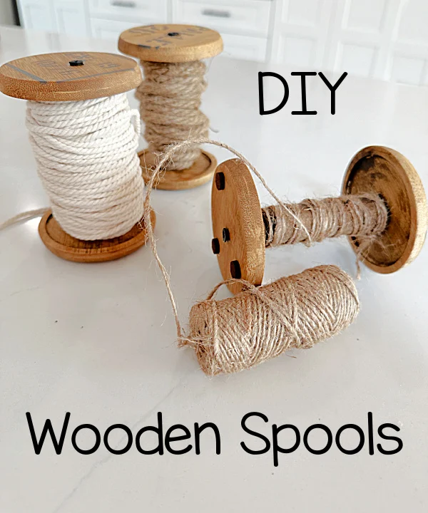 wooden spools with overlay