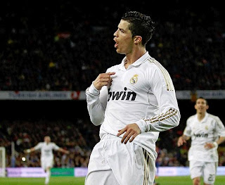 Cristiano Ronaldo celebrating the goal at Camp Nou