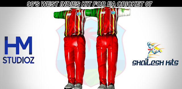 West Indies 90s Kit With Fully Assigned By Shailesh Kits Collection