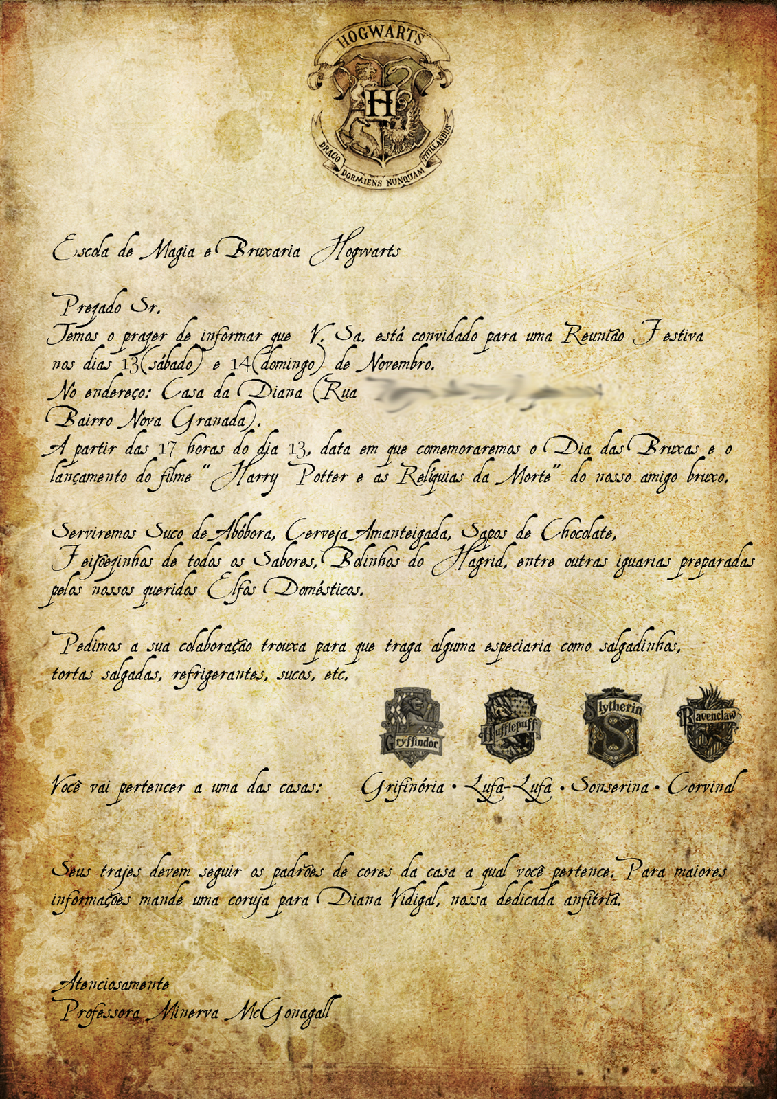 THIAGO BONIFÁCIO: Uma carta de Hogwarts