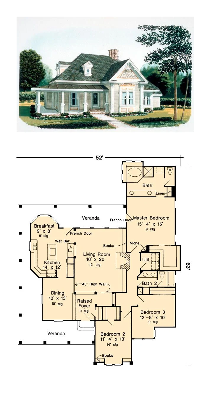 Victorian Style House Plan 95582 with 3 Bed, 2 Bath  Victorian
