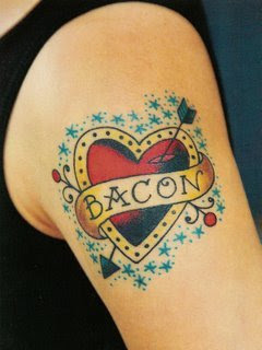 Arm Bacon love with love tattoo