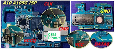 Samsung A10 SM-A105G ISP(EMMC) Pinout For EMMC Programming Flashing And Remove FRP Lock