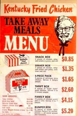 KFC Menu 1970