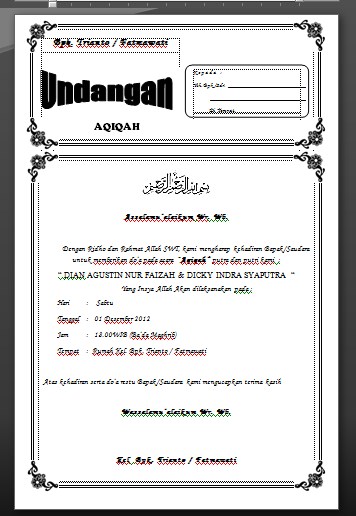 Kumpulan Undangan Aqiqah Document Download - Ala Model Kini