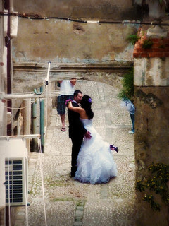 pressing a wedding dress