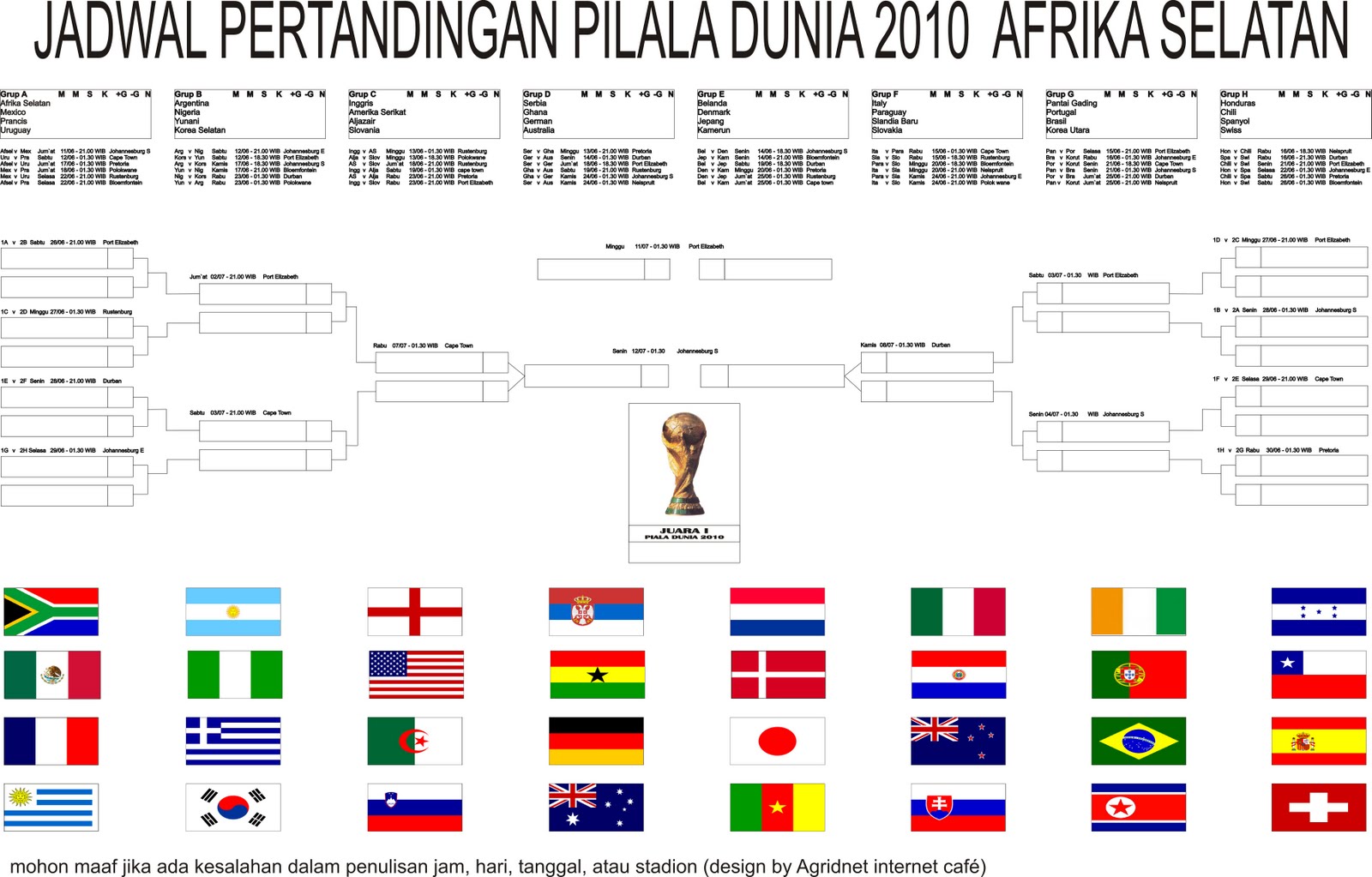 Agridnet Jadwal Pertandingan Piala Dunia 2010 Afrika Selatan