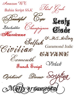different tattoo fonts styles