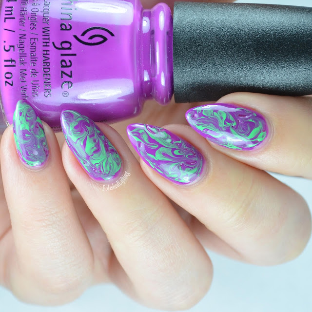 purple green nail art