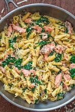 SALMON PASTA WITH SPINACH