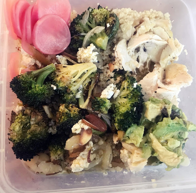 Quinoa Lunch Bowls with Broccoli, Brussels and Tahini Dressing