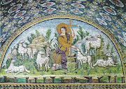 Illustrazione della parabola del buon pastore. Ravenna, mausoleo di Galla . (pastore)