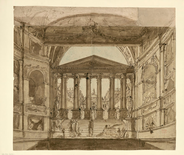 Sketch by Ignazio Degotti of the décor for Act 1 of the 1819 production of Spontini's Olimpie in Paris