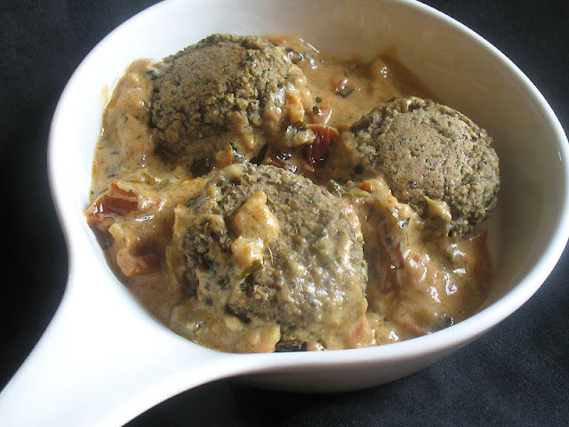 Lentil Falafel amongst Coconut Fenugreek Sauce