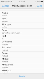 TNT no load APN Settings for Opera Mini Handler