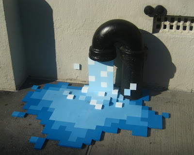street art, blue water