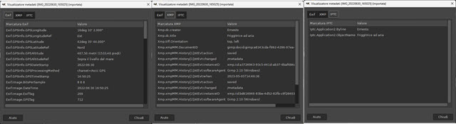 visualizzare metadati con gimp
