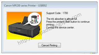  itu di karenakan printer sering dipakai terutama pada fotocopy menyerupai yang saya pernah Tips Cara Mengatasi Dan Mereset Printer Canon MP237 Pada Kode Error 1700