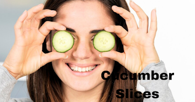 cucumber slices on eyes