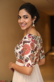 Ritu Varma smiling face Cream Anarkali dress at launch of OPPO New Selfie Camera F3 ~  Exclusive 074.JPG