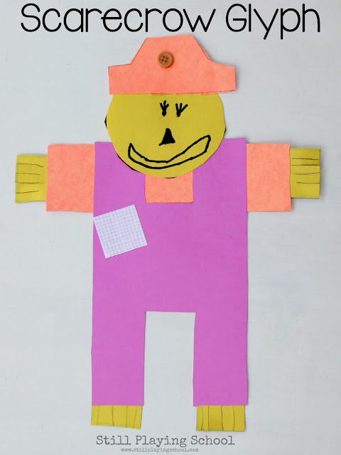 Have you ever made a math glyph with kids? Kids represent data about themselves in their craft. This scarecrow glyph is perfect for fall!