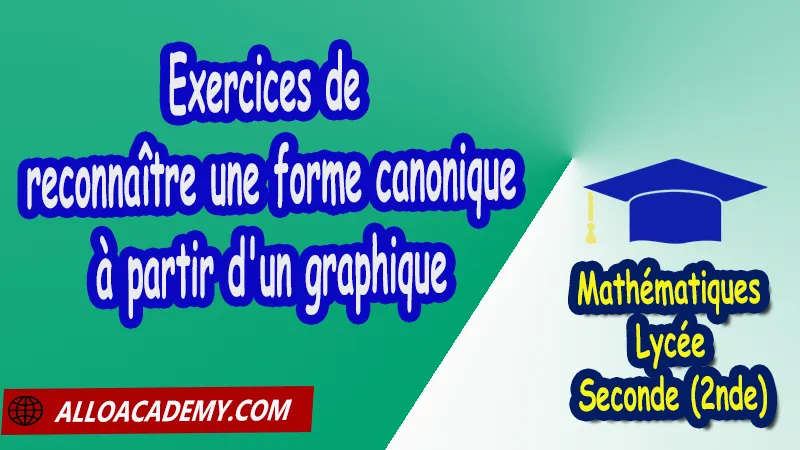 Exercices de reconnaître une forme canonique à partir d'un graphique - Mathématiques Seconde (2nde) PDF Fonctions polynomiales fonctions homographiques Fonctions polynômes du 2nd degré Fonctions polynômes du second degré Variations de fonctions composées Cours de Fonctions polynomiales et fonctions homographiques de Seconde 2nde Lycée Résumé cours de Fonctions polynomiales et fonctions homographiques de Seconde 2nde Lycée Exercices corrigés de Fonctions polynomiales et fonctions homographiques de Seconde 2nde Lycée Série d'exercices corrigés de Fonctions polynomiales et fonctions homographiques de Seconde 2nde Lycée Contrôle corrigé de Fonctions polynomiales et fonctions homographiques de Seconde 2nde Lycée Travaux dirigés td de Fonctions polynomiales et fonctions homographiques de Seconde 2nde Lycée Mathématiques Lycée Seconde (2nde) Maths Programme France Mathématiques (niveau lycée) Tout le programme de Mathématiques de seconde France Mathématiques 2nde Fiches de cours exercices et programme de mathématiques en seconde Le programme de maths en seconde Les maths au lycée avec de nombreux cours et exercices corrigés pour les élèves de seconde 2de maths seconde exercices corrigés pdf toutes les formules de maths seconde pdf programme enseignement français secondaire Le programme de français au secondaire