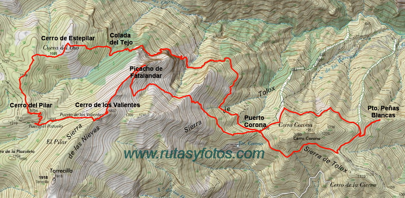 Colada del Tejo - Cerro Estepilar - Cerro del Pilar - Cerro de los Valientes - Picaho de Fatalandar