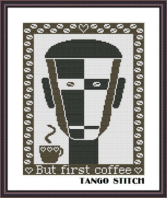 But first coffee funny kitchen cross stitch pattern - Tango Stitch