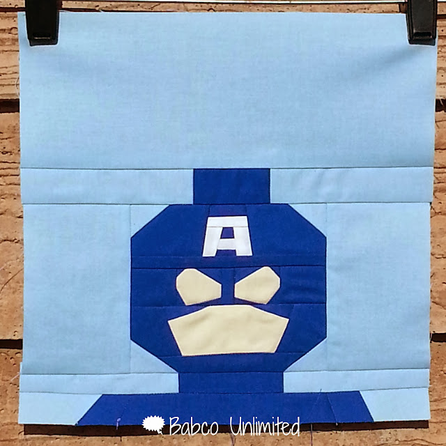 BabcoUnlimited.blogspot.com - LEGO Captain America Quilt Block