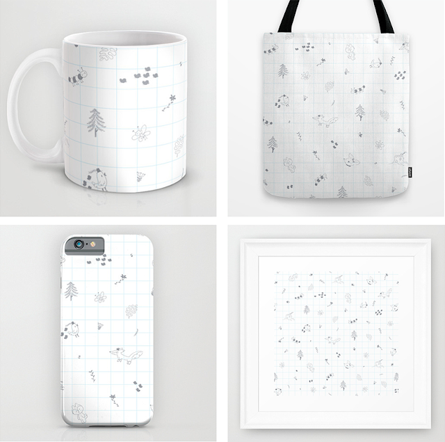 woodland, animals, cute, pattern, society6, line