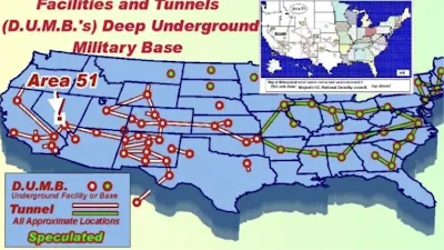 Map of facilities and services Deep Underground Military Bases.