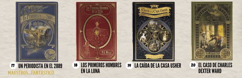 coleccion maestros del fantastico españa, Un periodista en el 2889, Los primeros hombres en la luna, La caída de la casa Usher y otros cuentos de imaginación y misterio, El caso de Charles Dexter Ward