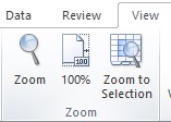 Zoom in excel woksheet